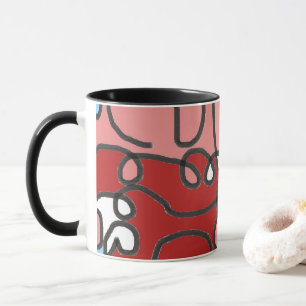 Abstrakt Rot, Rosa und Blauer Blume Tasse