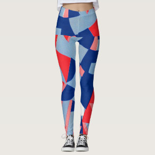 abstrakt, rot und blau, Druck Nr. 1 Leggings