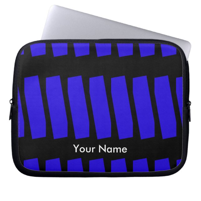 Abstrakt Royal Blue & Black, Name, Computer Laptopschutzhülle (Vorderseite)