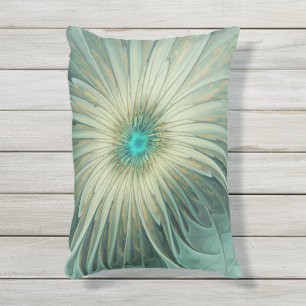 Abstrakt Sage Green Fantasy Blume Fraktal Kunst Kissen Für Draußen