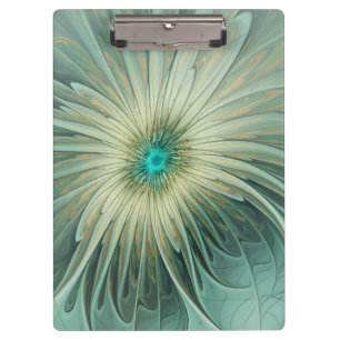 Abstrakt Sage Green Fantasy Blume Fraktal Kunst Klemmbrett