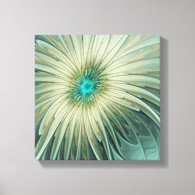 Abstrakt Sage Green Fantasy Blume Fraktal Kunst Leinwanddruck (Vorderseite)