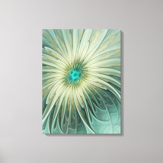 Abstrakt Sage Green Fantasy Blume Fraktal Kunst Leinwanddruck (Vorderseite)