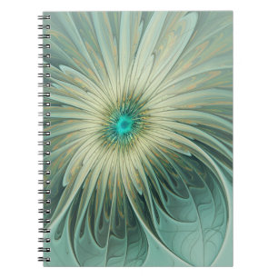 Abstrakt Sage Green Fantasy Blume Fraktal Kunst Notizblock