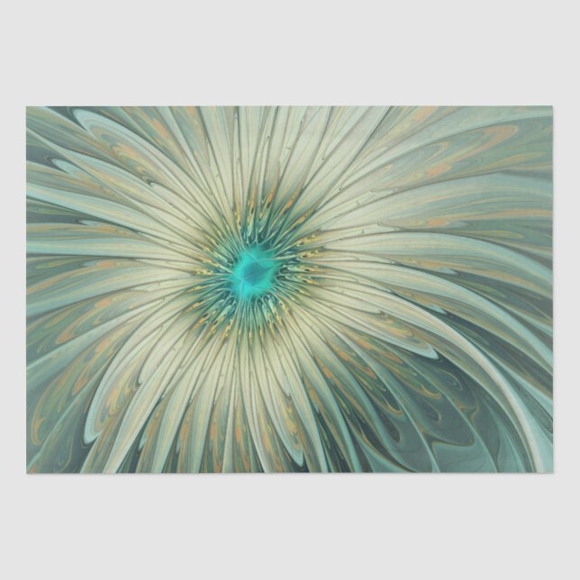 Abstrakt Sage Green Fantasy Blume Fraktal Kunst Seidenpapier (Vorderseite)