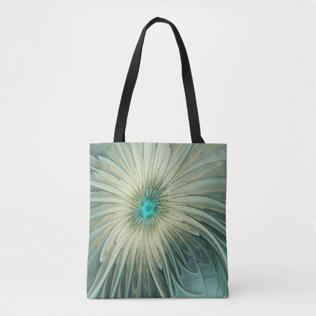 Abstrakt Sage Green Fantasy Blume Fraktal Kunst Tasche (Vorderseite)
