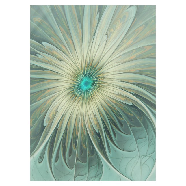 Abstrakt Sage Green Fantasy Blume Fraktal Kunst Tischdecke (Vorderseite)