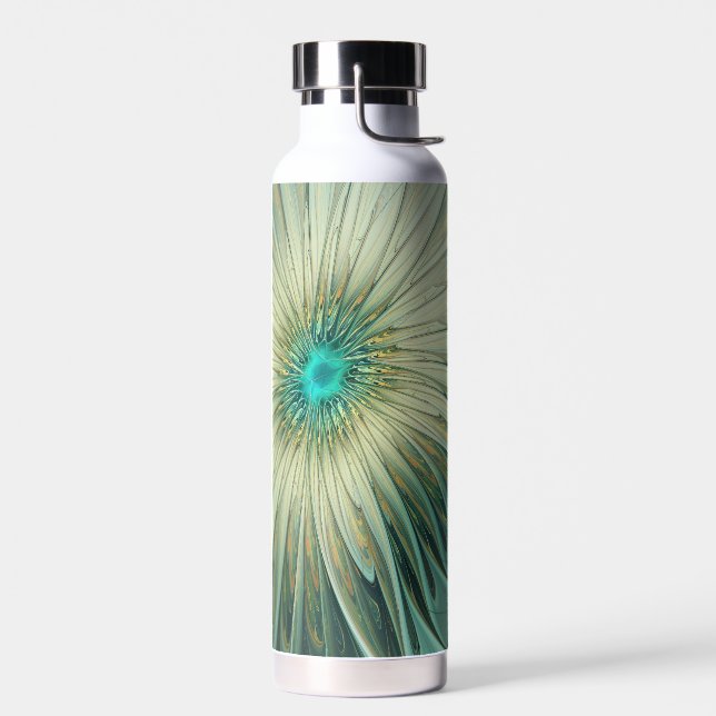 Abstrakt Sage Green Fantasy Blume Fraktal Kunst Trinkflasche (Links)