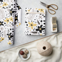 Abstrakt Schwarz-Gelb-Grau Nahtloses Muster Geschenkpapier