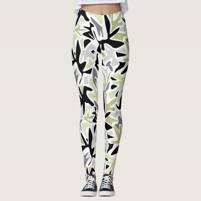 Abstrakt, schwarz und grün, Jugend, modern, kreati Leggings (Vorderseite)