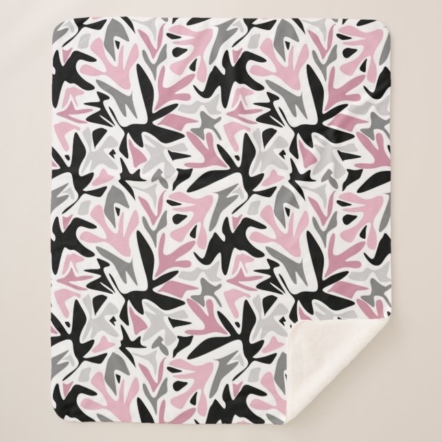 Abstrakt, schwarz und rosa, Jugend, moderne Tablet Sherpadecke (Vorderseite)