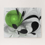 Abstrakt Schwarz und Weiß mit einem grünen Fraktal<br><div class="desc">Modernes Dekor,  abstrakte monochrome Fraktal-Kunst mit Grün. Design für Ihr Rätsel und mehr.</div>