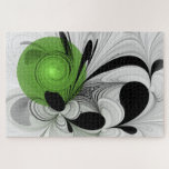 Abstrakt Schwarz und Weiß mit einem grünen Fraktal<br><div class="desc">Modernes Dekor,  abstrakte monochrome Fraktal-Kunst mit Grün. Design für Ihr Rätsel und mehr.</div>