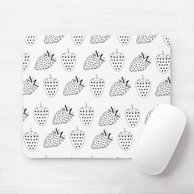 Abstrakt Schwarz-Weiß-Erdbeere Mousepad (Mit Mouse)