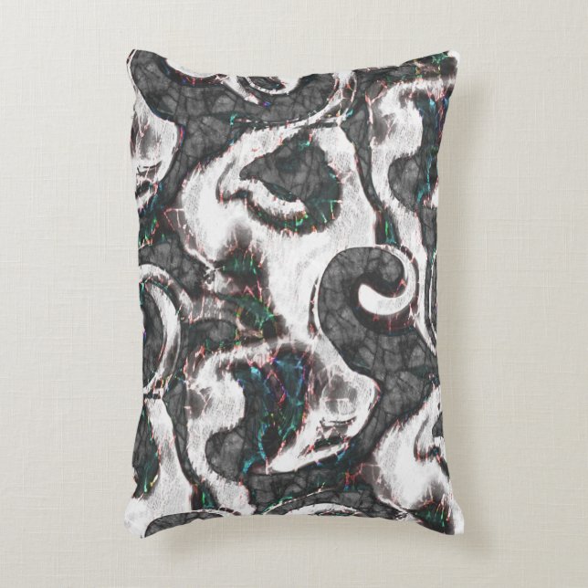 Abstrakt Schwarz/Weiß mit farbigen Details oder ve Dekokissen (Vorderseite(Vertikal))