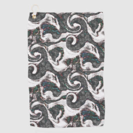 Abstrakt Schwarz/Weiß mit farbigen Details oder ve Golfhandtuch