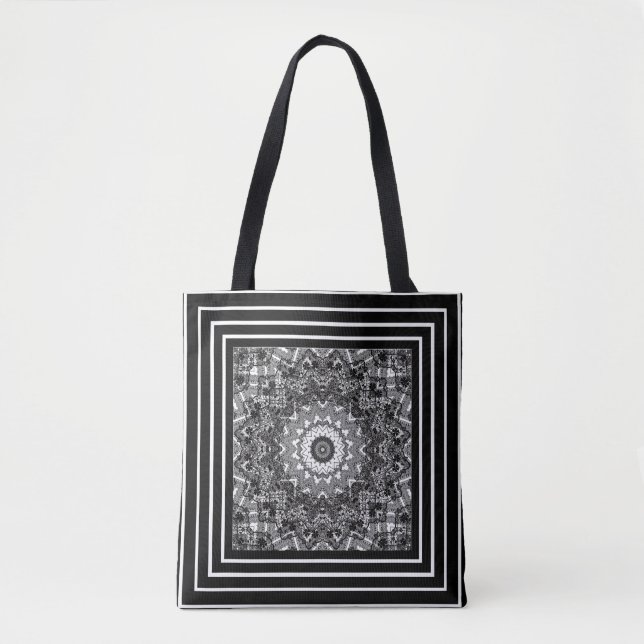 Abstrakt , schwarz , weiß , offene Arbeiten, Spitz Tasche (Vorderseite)