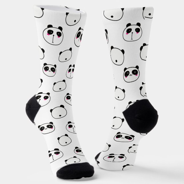 Abstrakt Schwarz-Weiß-Panda Socken (Gewinkelt)