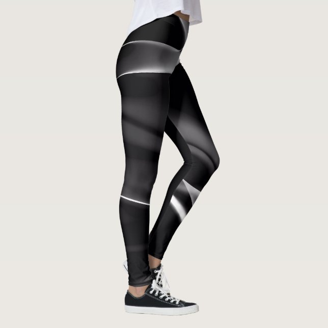 Abstrakt Schwarz-Weiß-Rauch Leggings (Rechts)