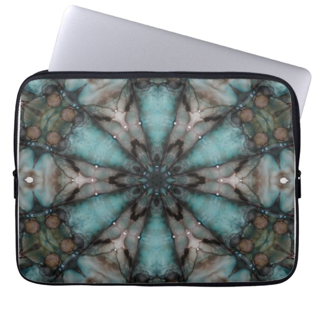Abstrakt Sci-fi Turquoise Star Windmill Laptopschutzhülle (Vorderseite)