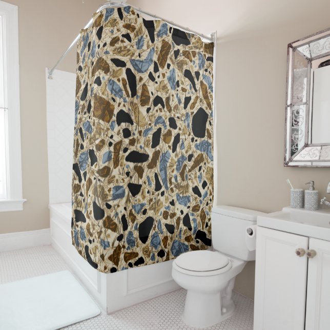 Abstrakt Scratch Terrazzo Mosaic Earth Colors Duschvorhang (Beispiel)