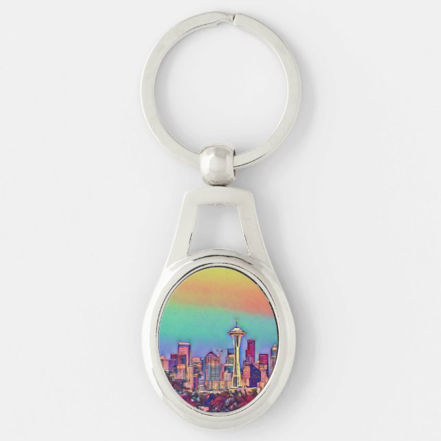 Abstrakt Seattle Skyline Schlüsselanhänger (Vorderseite)