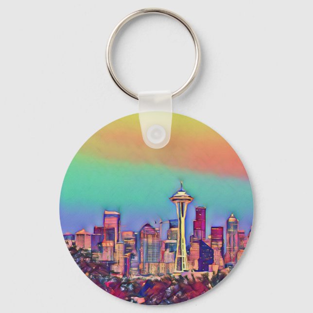 Abstrakt Seattle Skyline Schlüsselanhänger (Vorderseite)