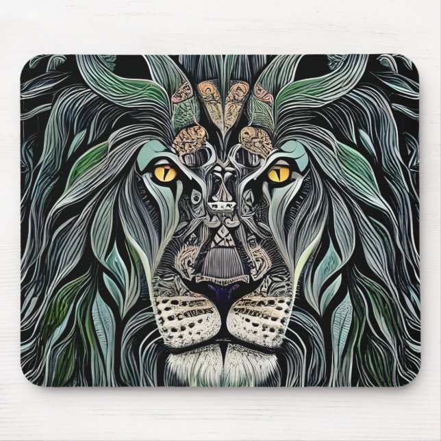 Abstrakt Shabby Chic King Lion Mousepad (Vorne)