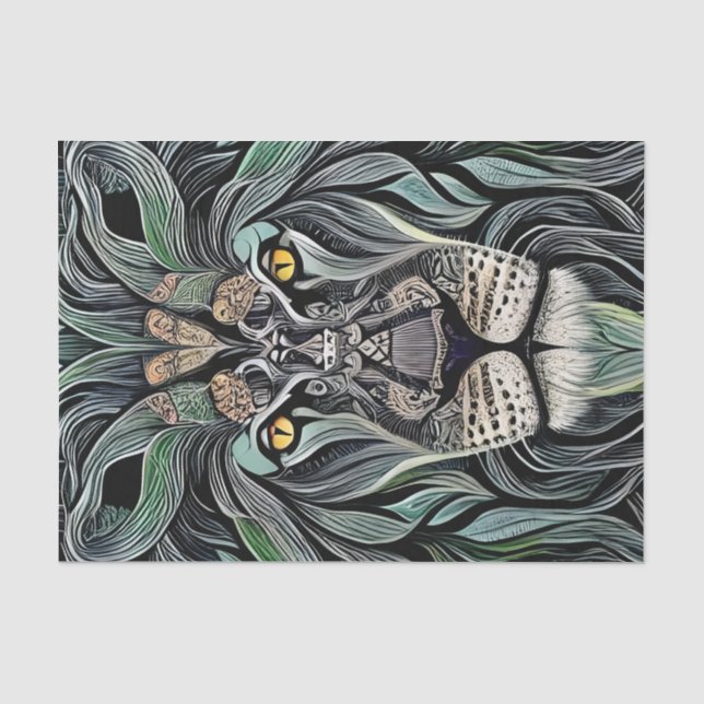 Abstrakt Shabby Chic King Lion Seidenpapier (Vorderseite)