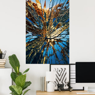 Abstrakt Shattered Mirror Poster Vivid Modern