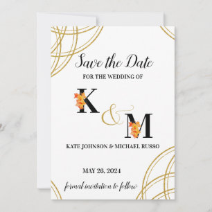 Abstrakt Simple Orange Gladiolus Letters Wedding Save The Date