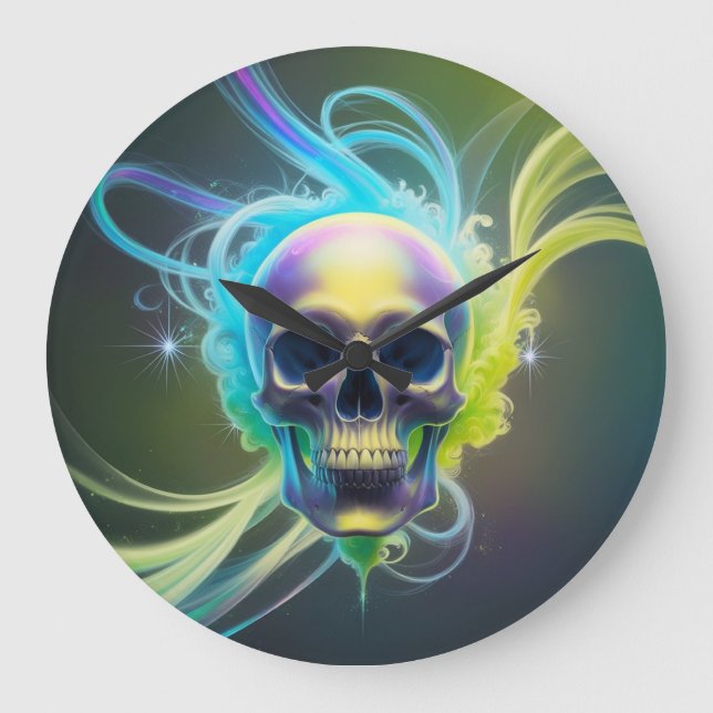 Abstrakt Skull Vibes Design von Li Tech Große Wanduhr (Vorderseite)