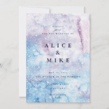 Abstrakt Sky Blue & Lila Watercolor Galaxy Invi