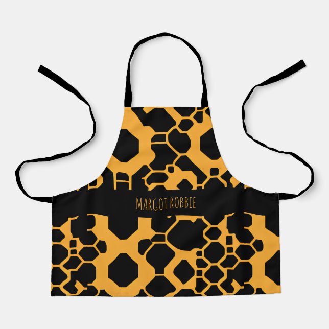 Abstrakt Soccer Halftone Schwarz Gelbes Muster Schürze (Vorderseite)
