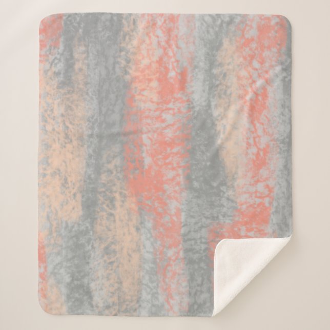 Abstrakt Soft Hues Coral Peach Gray Sherpadecke (Vorderseite)