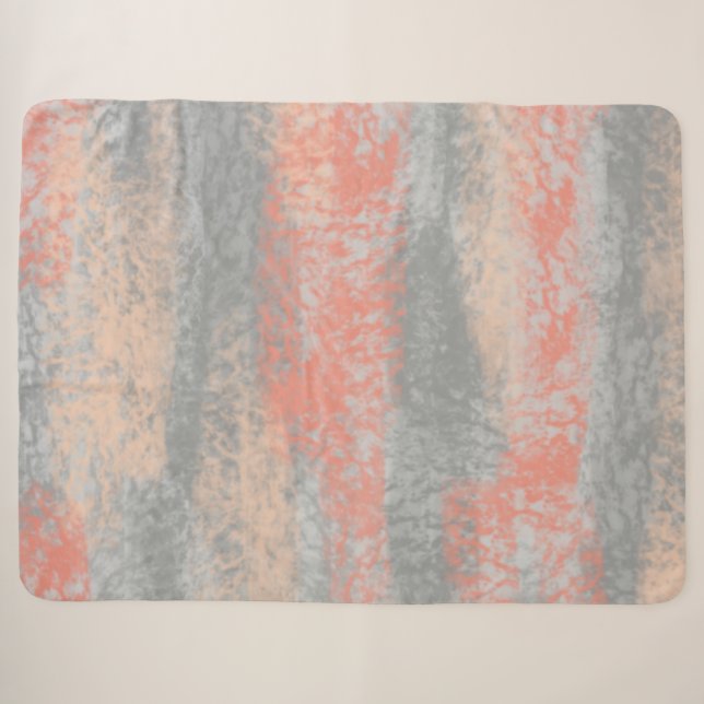 Abstrakt Soft Hues Coral Peach Gray Sherpadecke (Vorderseite (Horizontal))