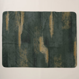 Abstrakt Soft Hues Deep Green & Gold Sherpa Blanke Sherpadecke