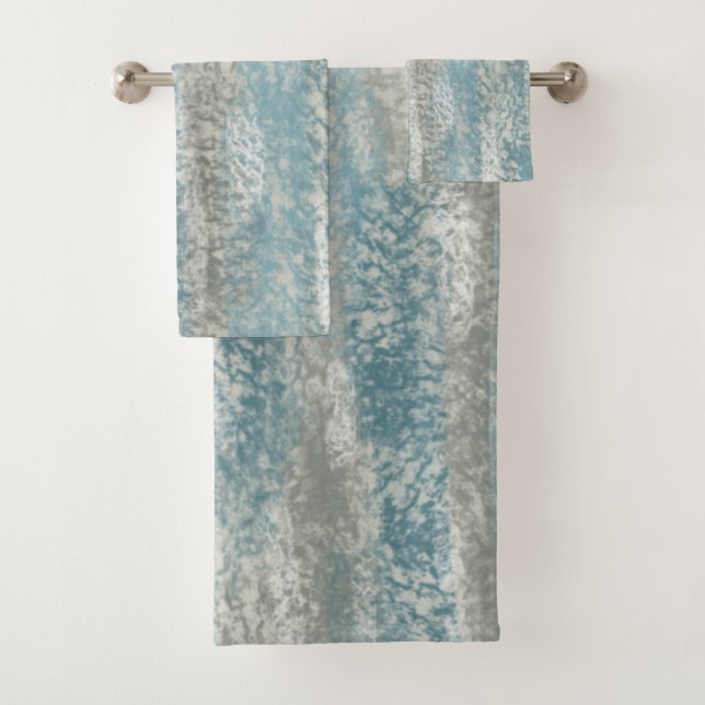 Abstrakt Soft Hues Grau Aquamarin Badhandtuch Set (Insitu)