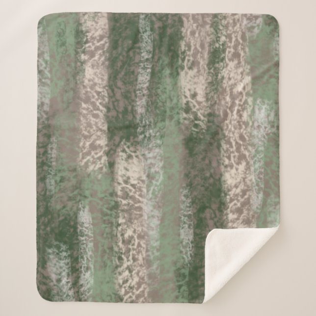 Abstrakt Soft Hues Grau Beige Green Sherpadecke (Vorderseite)