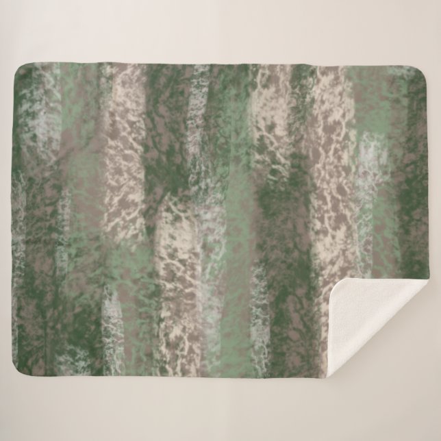 Abstrakt Soft Hues Grau Beige Green Sherpadecke (Vorderseite (Horizontal))