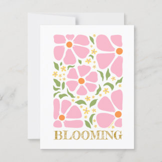 Abstrakt spielend rosa Blume Postkarte