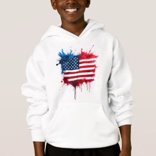 Abstrakt Splash American Flag Hoodie