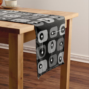 Abstrakt Squishy Cubes Black Silver Kurzer Tischläufer