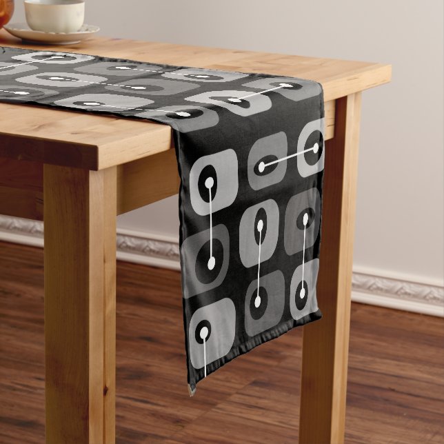 Abstrakt Squishy Cubes Black Silver Kurzer Tischläufer (Beispiel)