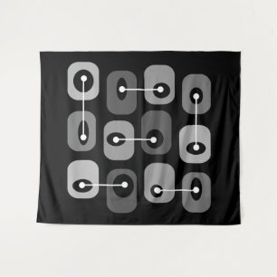 Abstrakt Squishy Cubes Black Silver Wandteppich