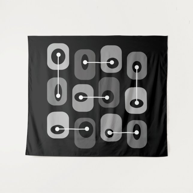 Abstrakt Squishy Cubes Black Silver Wandteppich (Vorderseite (Horizontal))