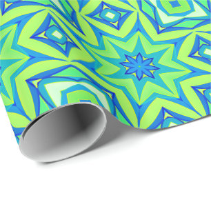 Abstrakt Star Geometric - Linse grün und blau Geschenkpapier