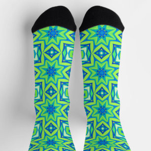 Abstrakt Star Geometric - Linse grün und blau Socken