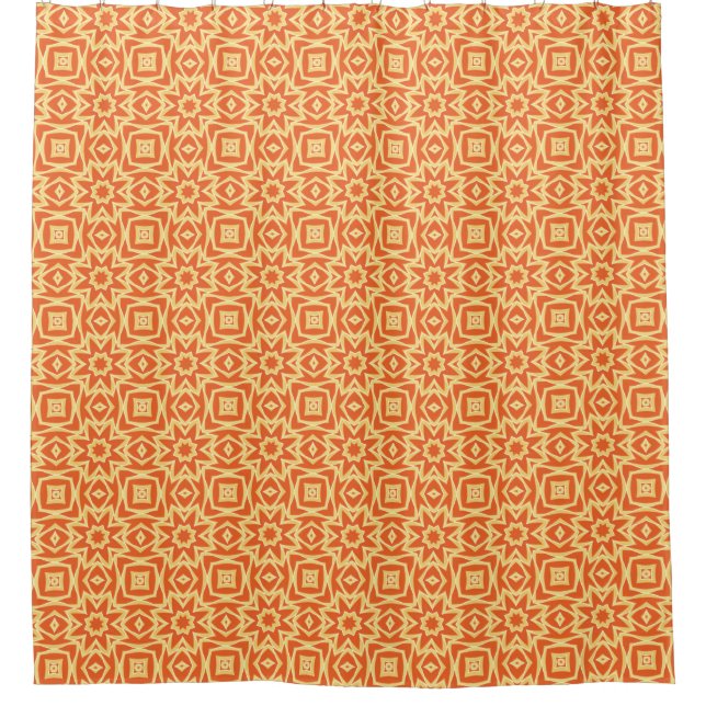Abstrakt Star Geometric - Orange und Gold Duschvorhang (Vorderseite)