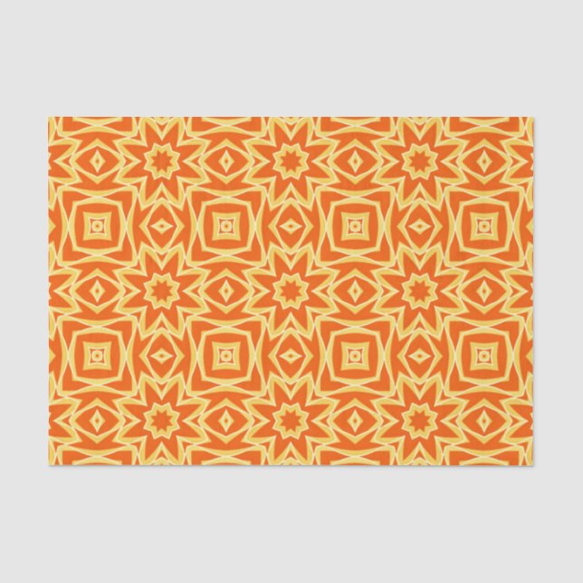 Abstrakt Star Geometric - Orange und Gold Seidenpapier (Vorderseite)
